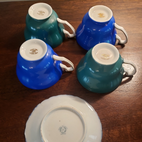 Beautiful Vintage Blue Ucagco Hand Painted China Teacups - 4 cups, 1 saucer - Picture 7 of 13